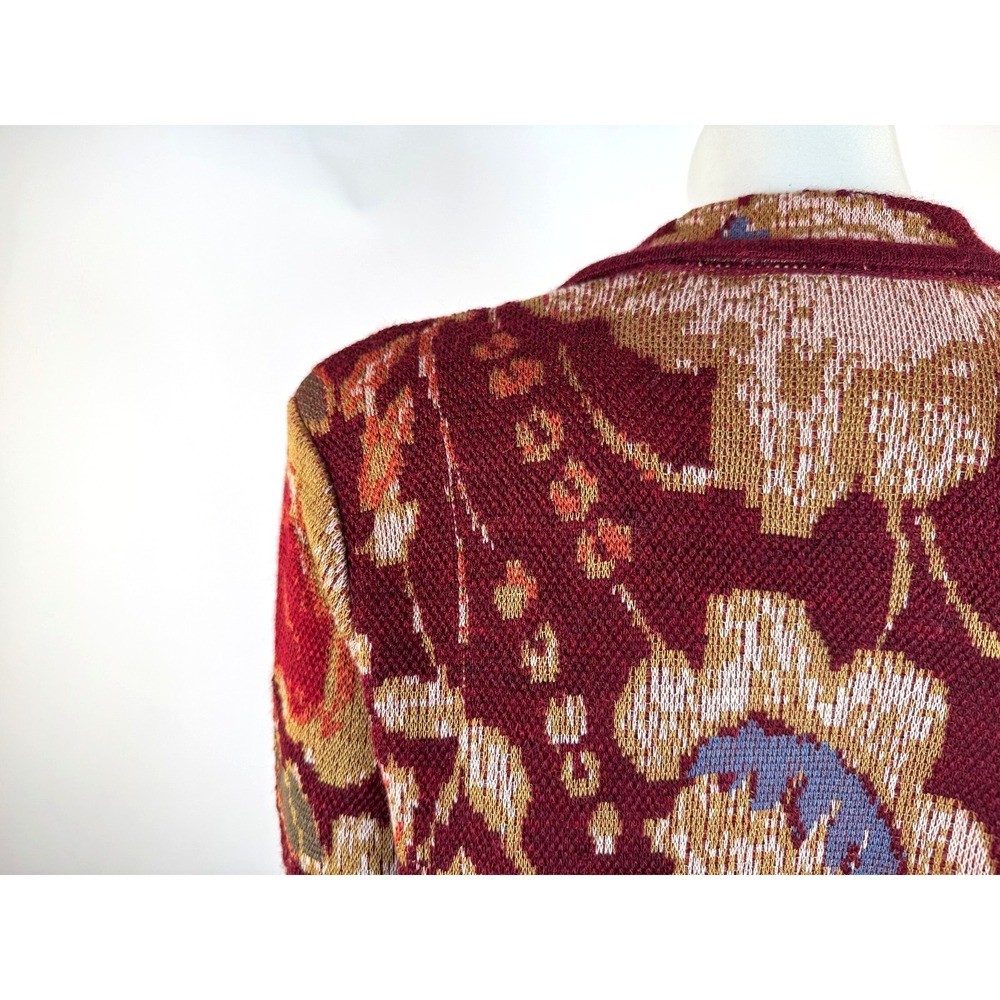 Peruvian Connection Baby Alpaca Wool Cardigan Women M EUC Long Sleeve Floral - Picture 11 of 12